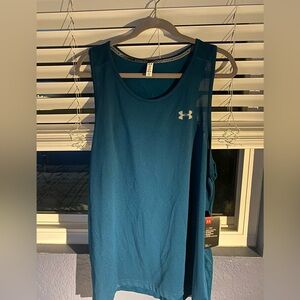 Under Armour HeatGear Fitted Running Training Tank Men's Large teal
